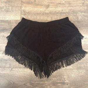 Black Fringe Shorts